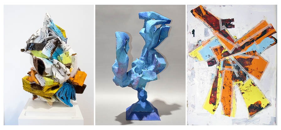 2 sculptures and 1 collage