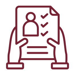 Icon of a person's hands holding an admissions application